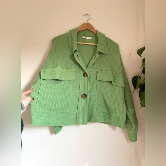 BUCKETLIST terry button down in Kelly green - Picture 3 of 7